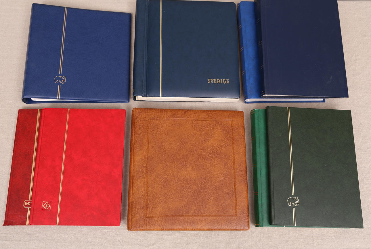 FRIMÄRKSALBUM, 9 st, oanvända, helt tomma, sent 1900-tal.