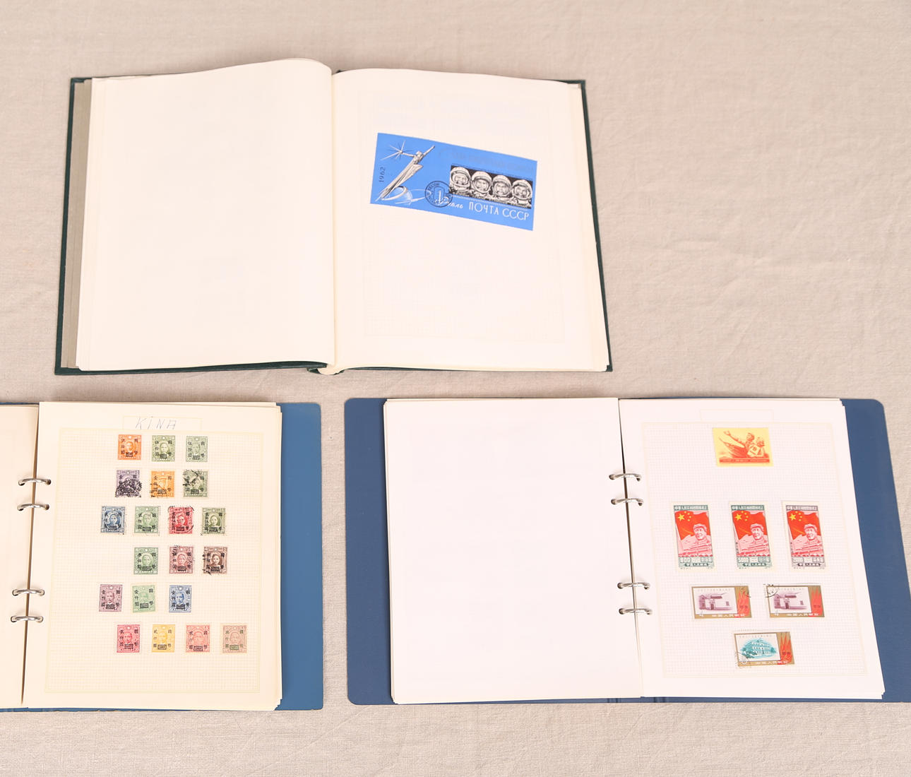 FRIMÄRKSALBUM, 3 st, utländska stämplade frimärken, 1900-tal.