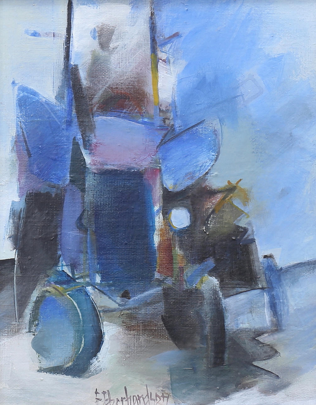 EBBE EBERHARDSON. Olie på plade, „Traktor“, signeret.