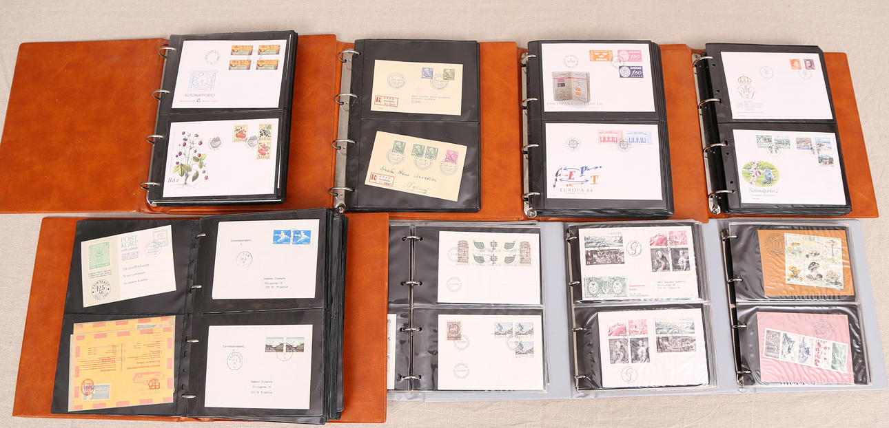 FÖRSTA DAG BREV, ca 670 st i album, svenska, 1900-tal.