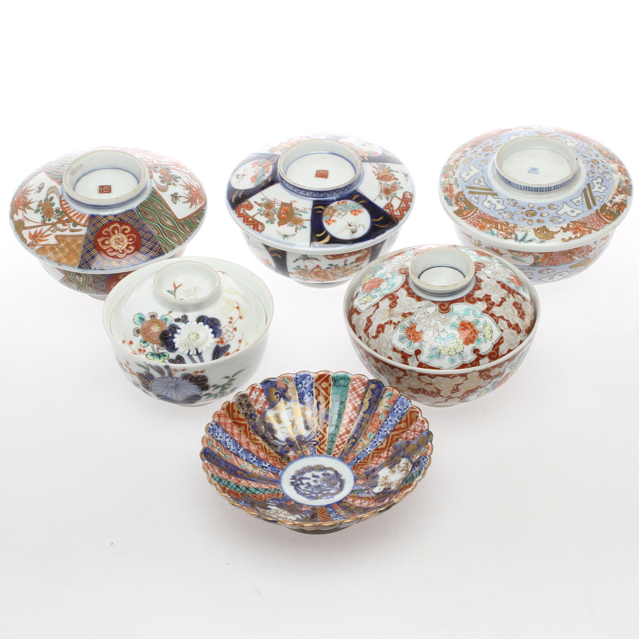 PARTI PORSLIN, 6 delar, orientaliskt, mestadels troligen Japan.