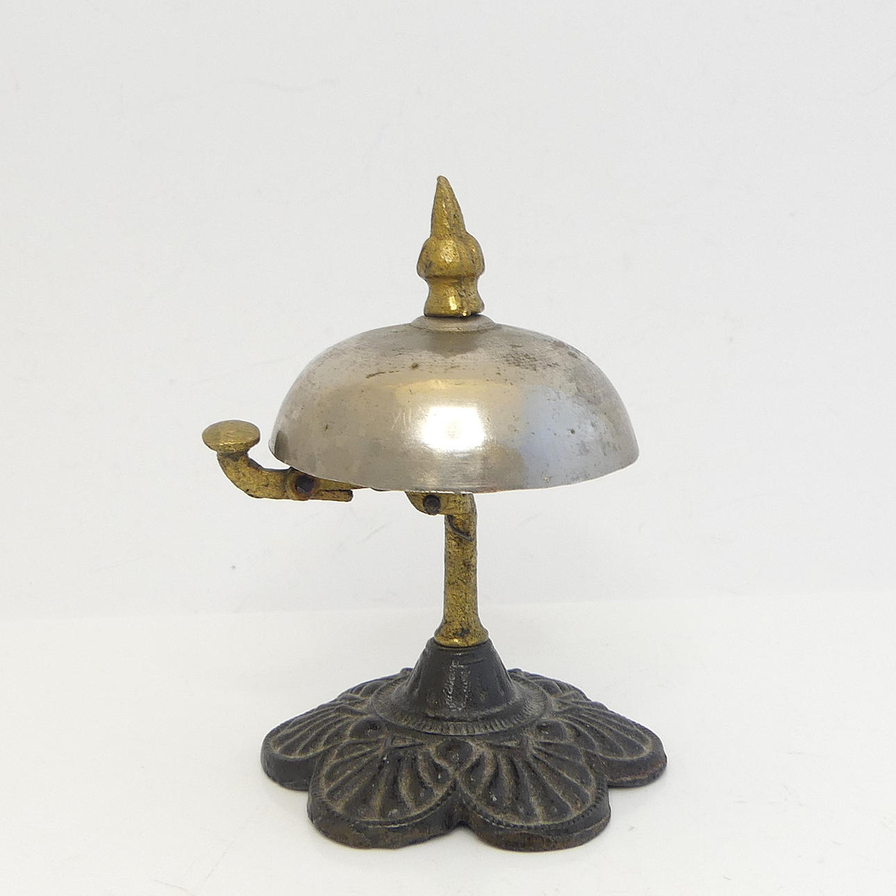 PORTIER CLOCK, brass and white metal.