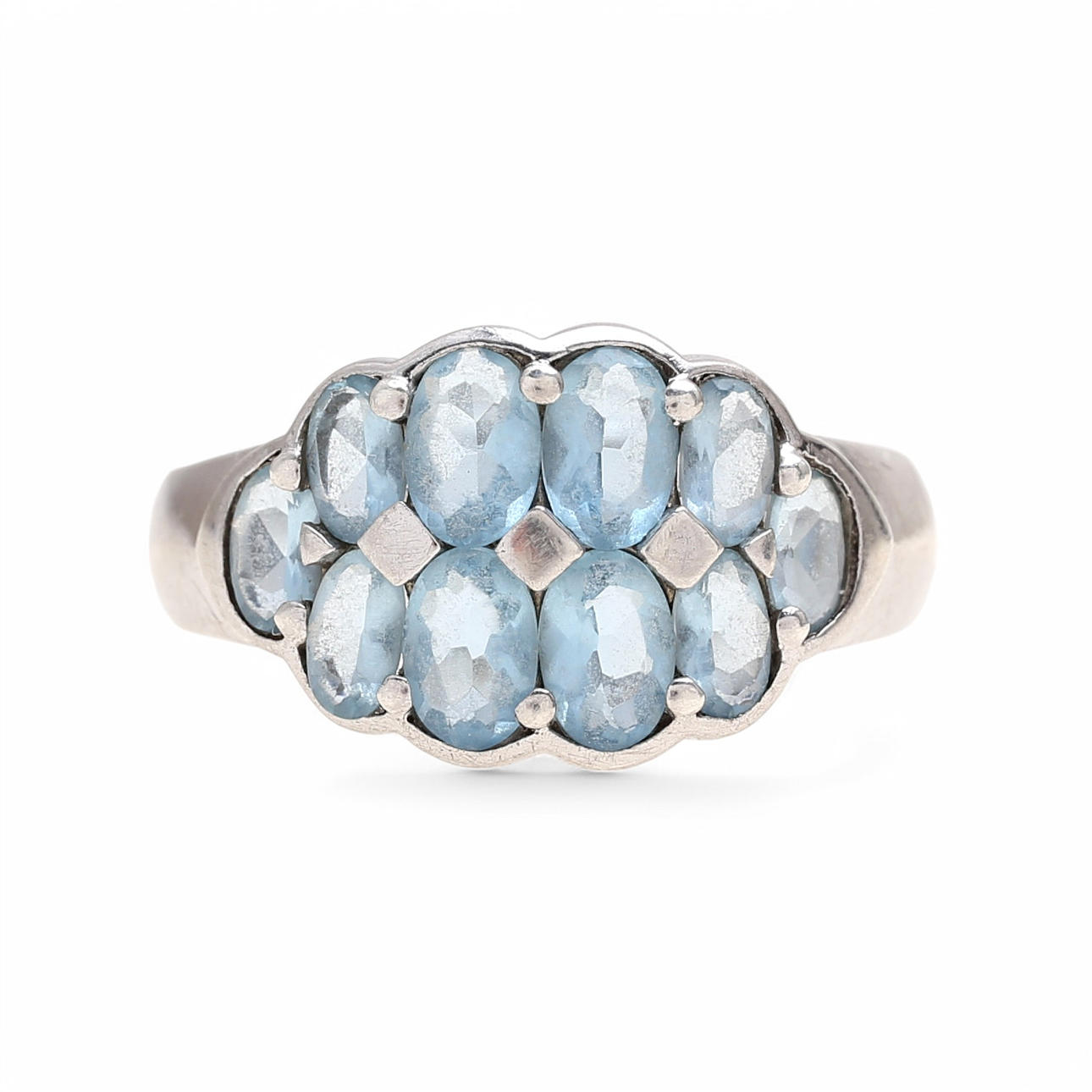 Silver and gemstones ring.