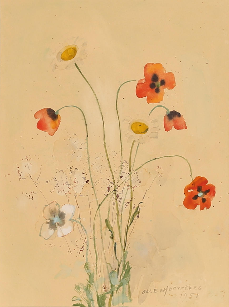 OLLE HJORTZBERG. Watercolour, signed.