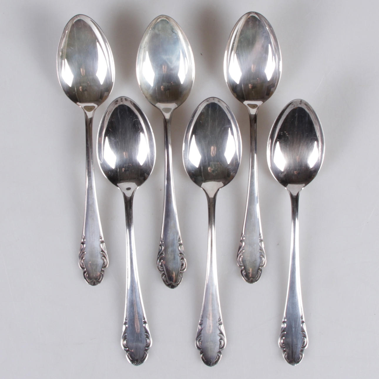 MATSKEDAR, 6 st. Silver, "Haga", JLH, Stockholm, 1900-tal.