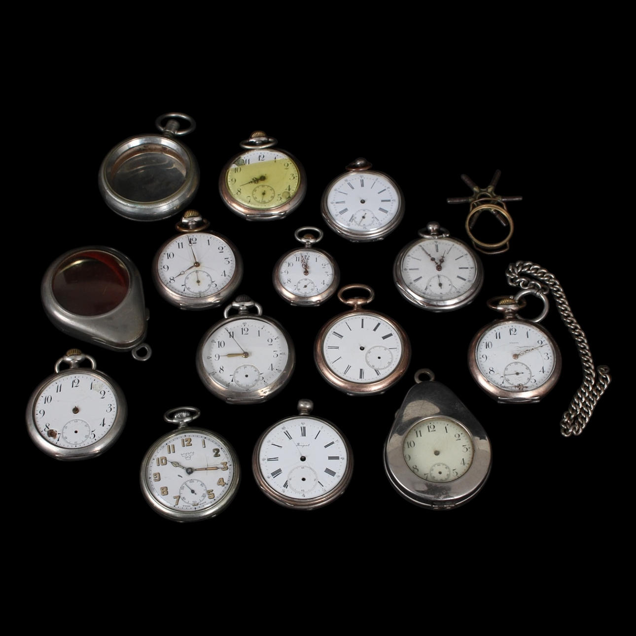 Taschenuhr, 12 Stück, Silber.