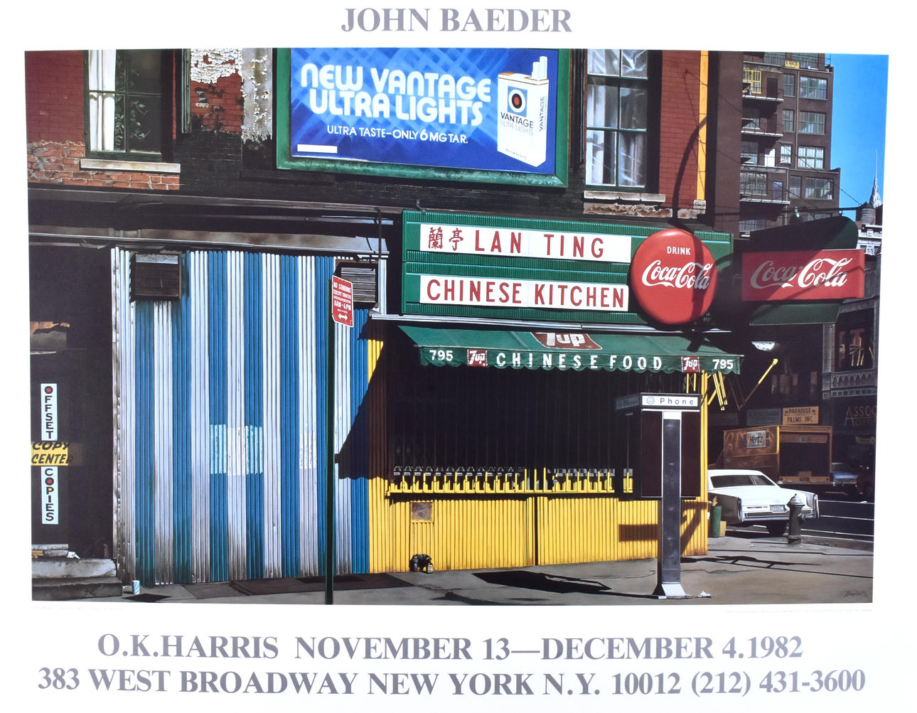 JOHN BAEDER. Exhibition poster, offset print, O.K Harris, 1982.