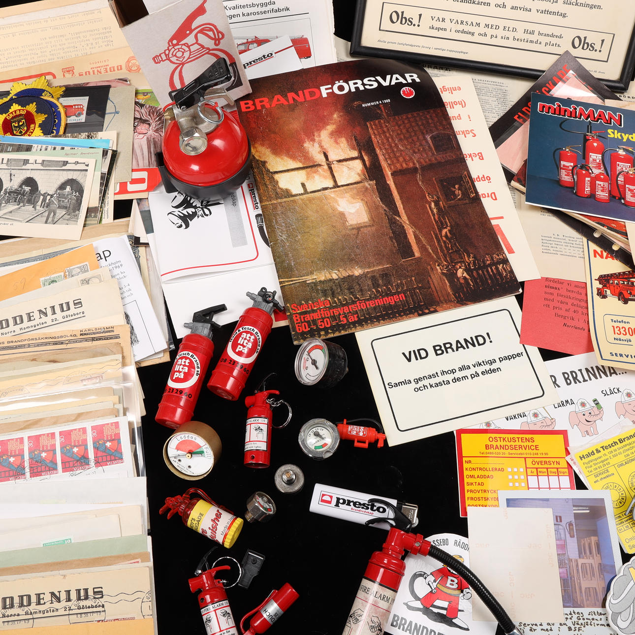 BRANDKÅR m.v., samleobjekter, postkort, tryksager, 20. århundrede.