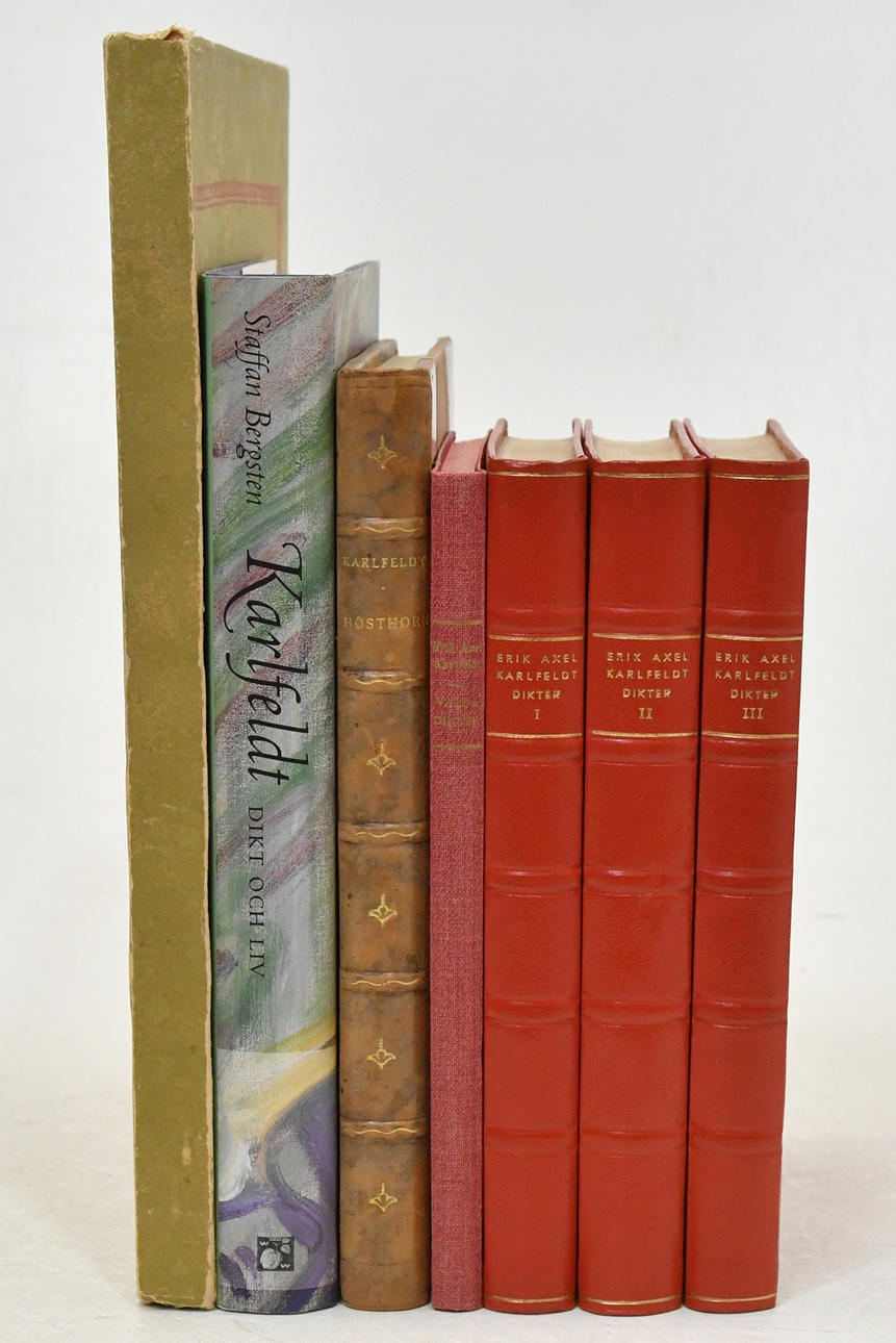 Books by and about Erik Axel Karlfeldt. 7 Volumes.