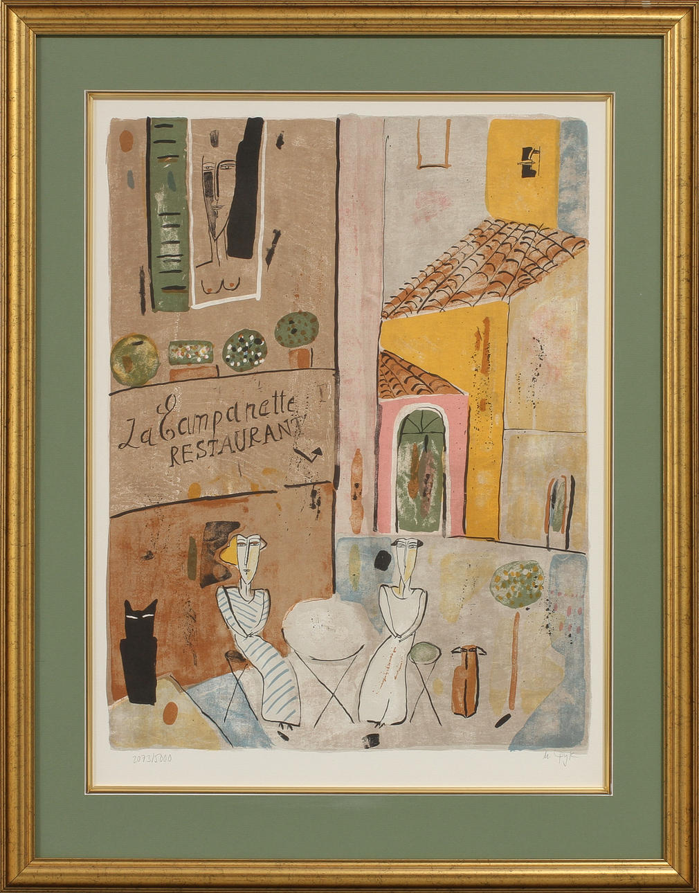 MADELEINE PYK. La Campanette Restaurant, färglitografi, signerad och numrerad 2073/5000.