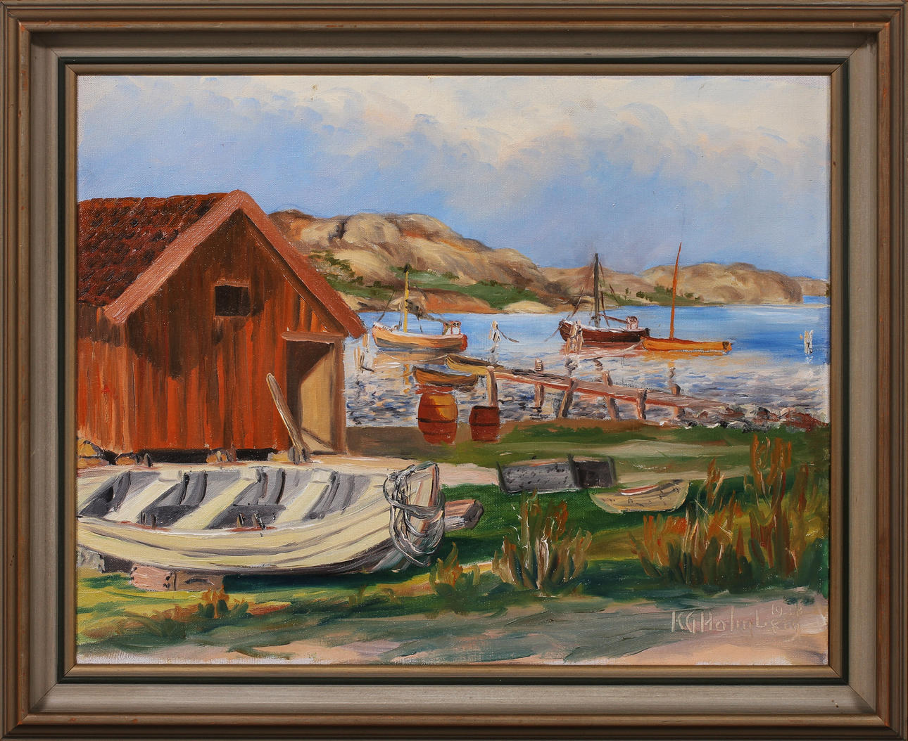 K G HOLMBERG. Kustbild, olja på duk, signerad och daterad.