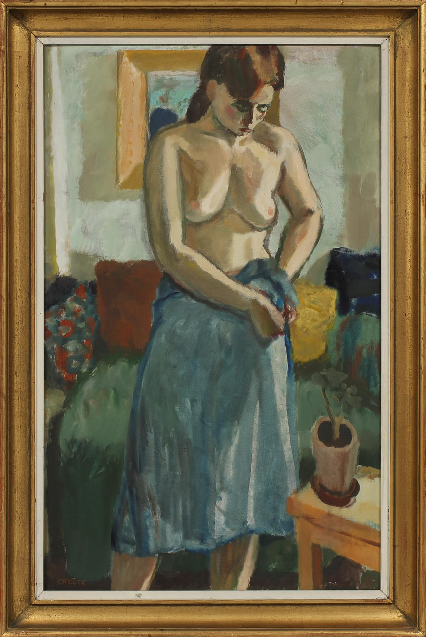 MAGNUS CREUTZ. Stående modell. Olja på duk, signerad.