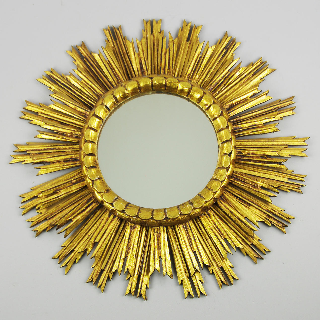 SUN MIRROR, gilded, 20th century.