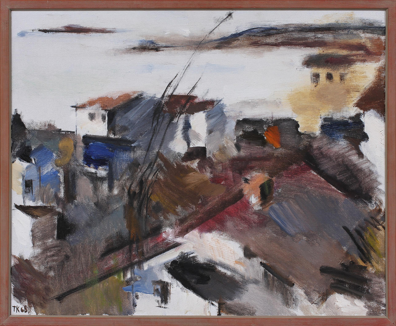 TORE KURLBERG. "Skärhamn I". Olja på duk, signerad och daterad 68.