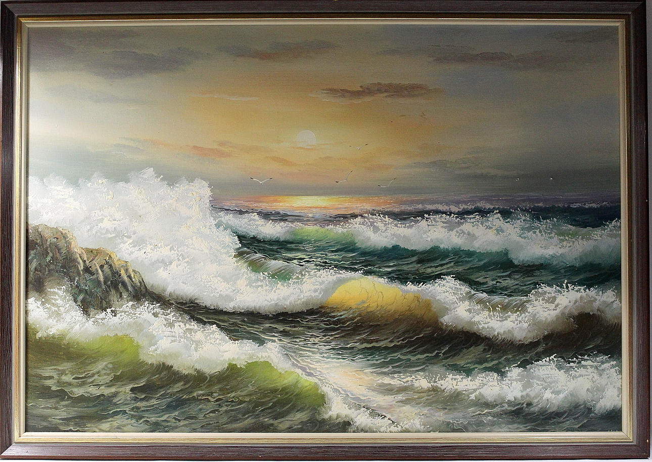 OIDENTIFIERAD KONSTNÄR. olja på duk, havsmotiv, osignerad.