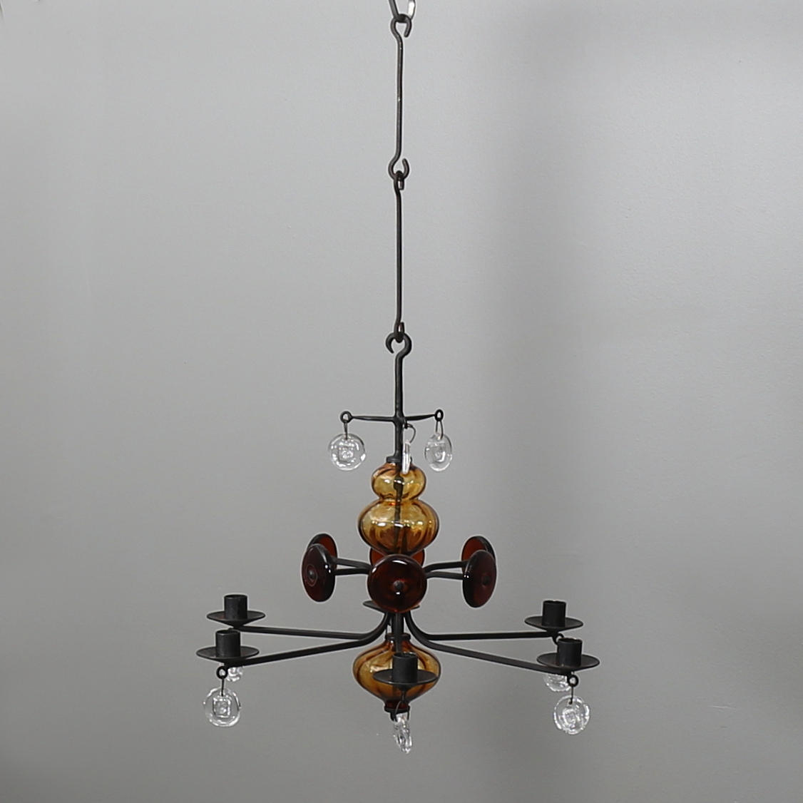 TAKLAMPA, gjutjärn och glas, Erik Höglund, Boda Smide.