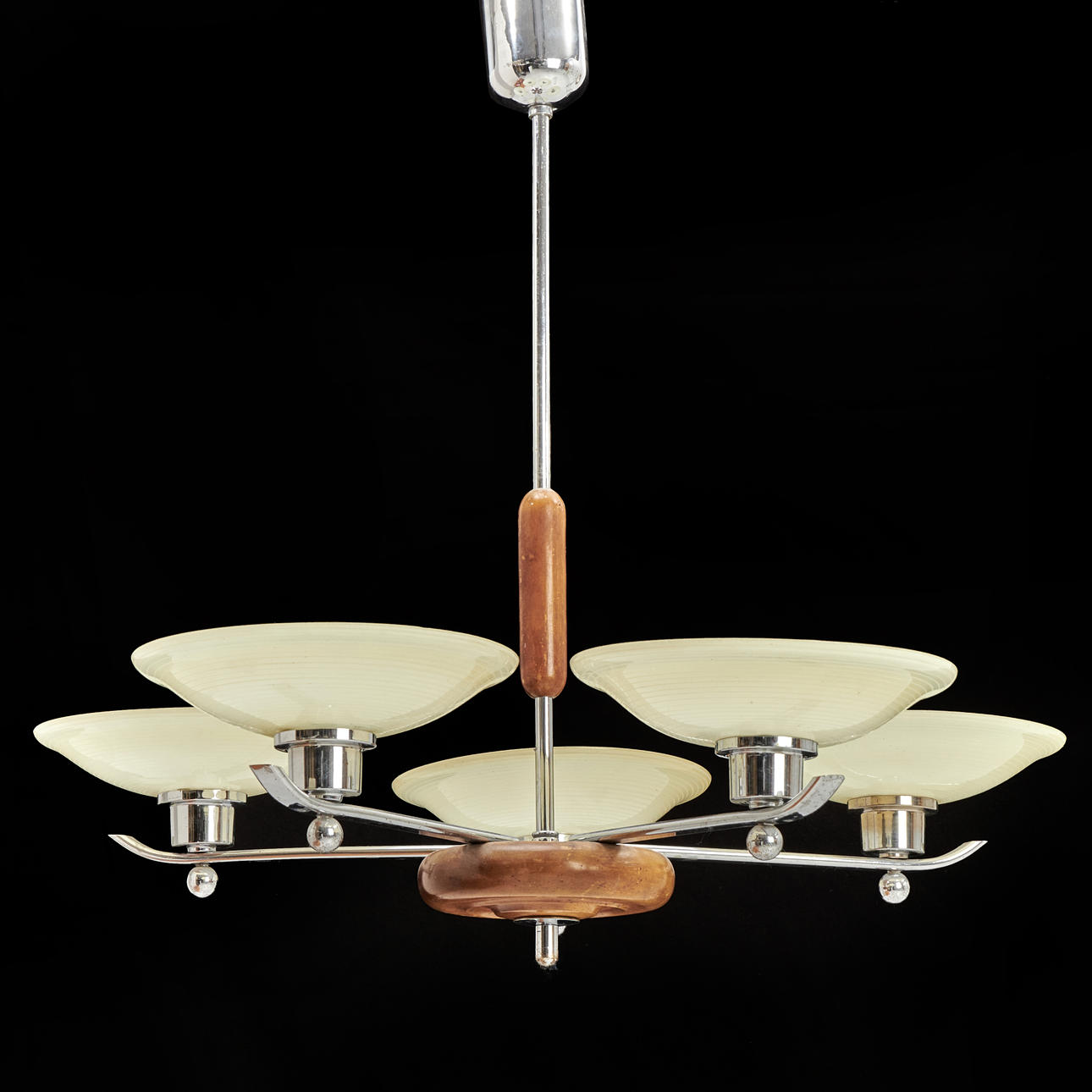 A ceiling lamp, 5 light arms, 1930's. Art Deco.