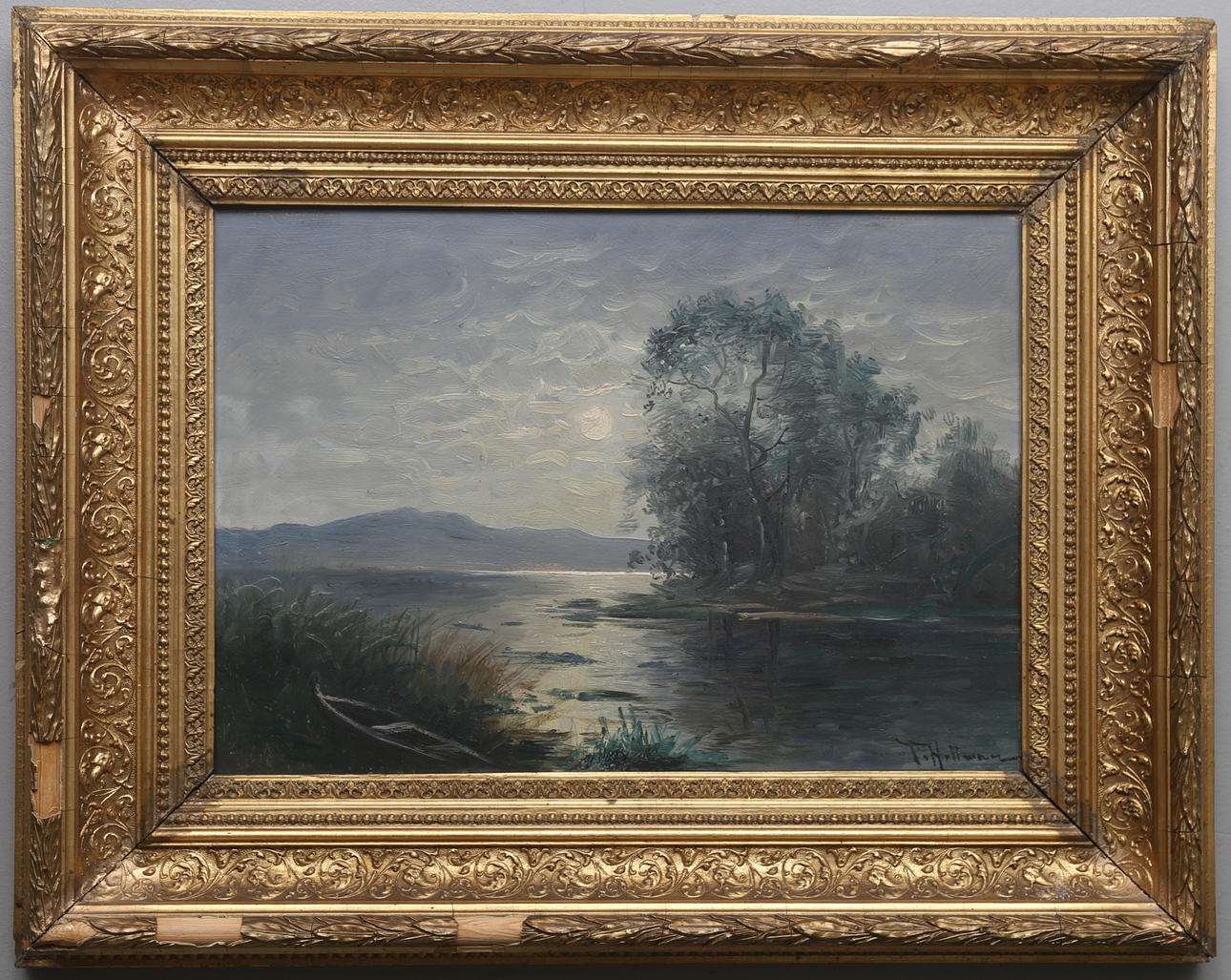 OIDENTIFIERAD KONSTNÄR. Olja på pannå, signerad T. Hoffman.