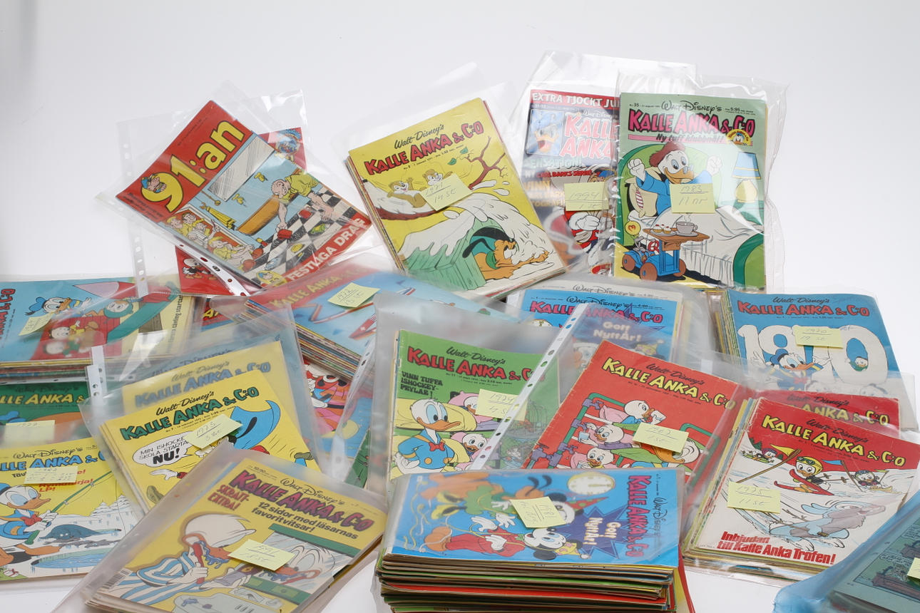 SERIETIDNINGAR KALLE ANKA &Co och en del andra. Cirka 230 stycken. 1958 -1992.