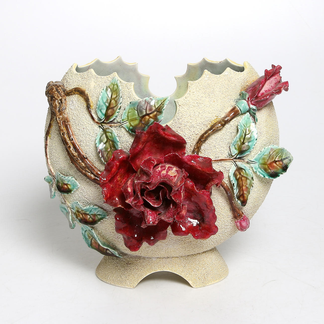 JARDINIERE, mossmajolika, Rörstrand, 1880-tal.