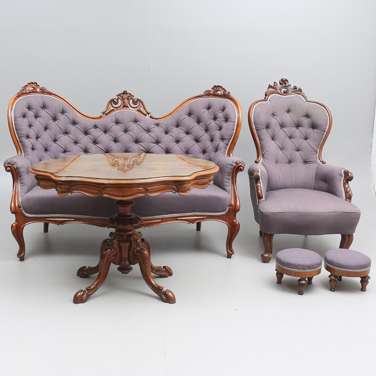 SALONGSMÖBEL, nyrokoko, 1800-tal.