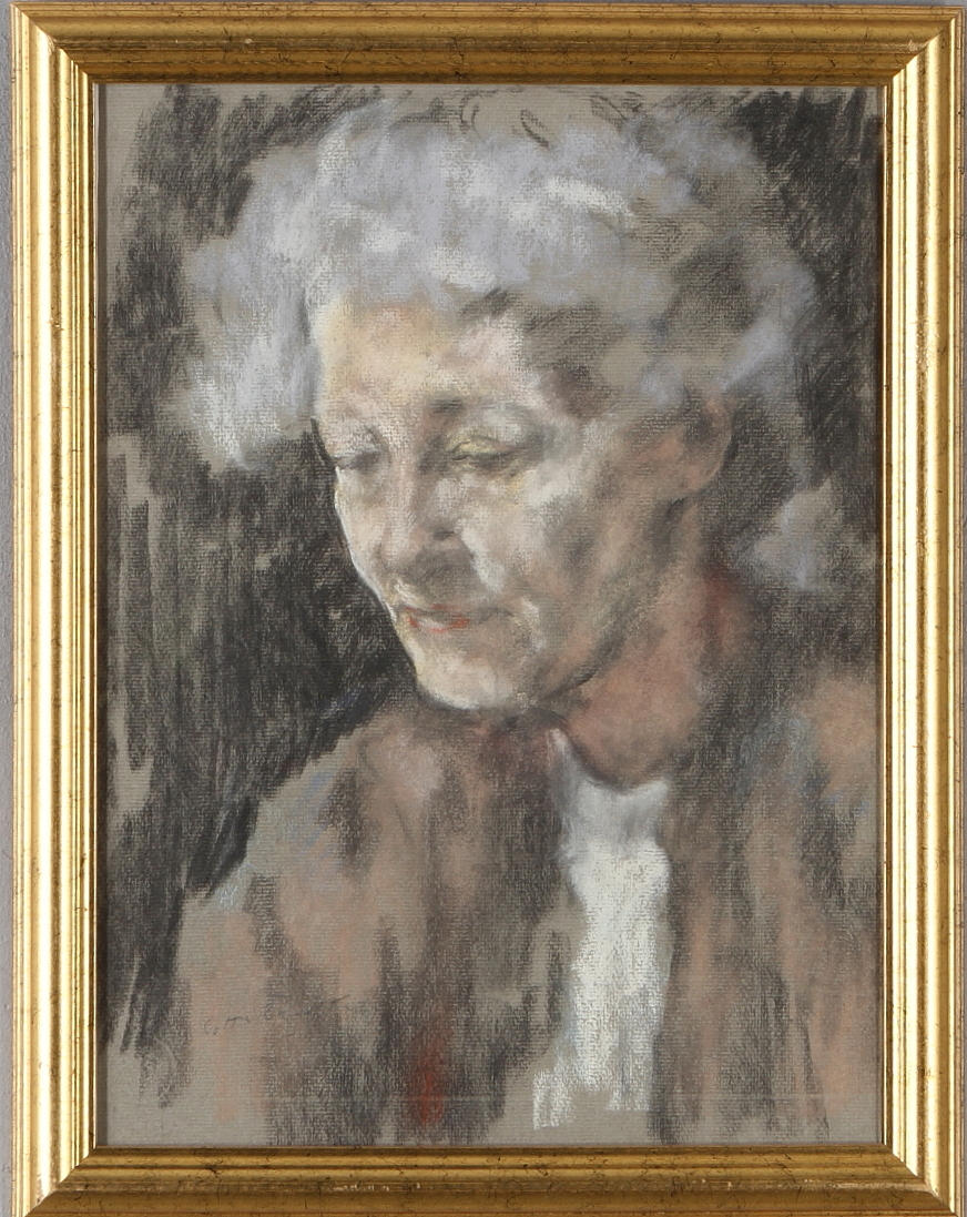 LOTTE LASERSTEIN. Damporträtt, pastell, signerad.