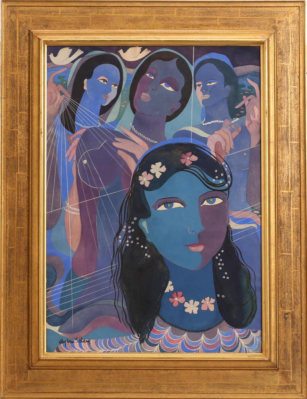 ALY BEN SALEM. Gouache, signeret.