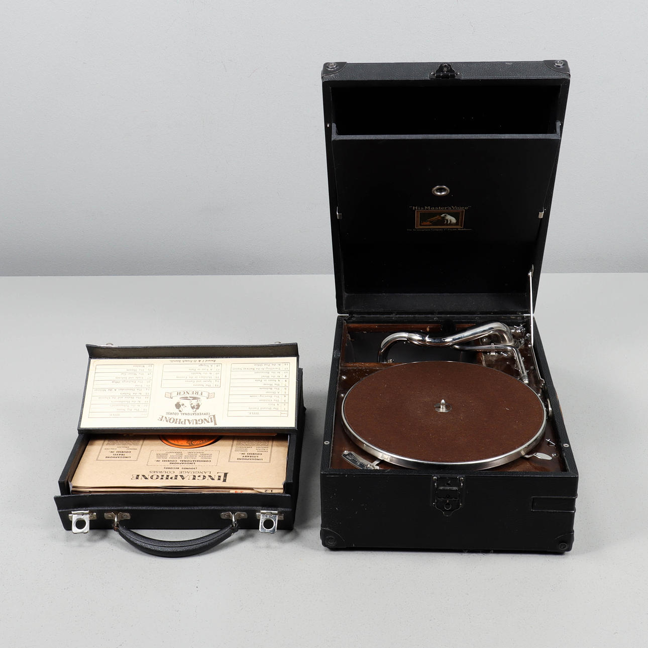 TRAVEL GRAMOPHONE with the associated language course Linguaphone.