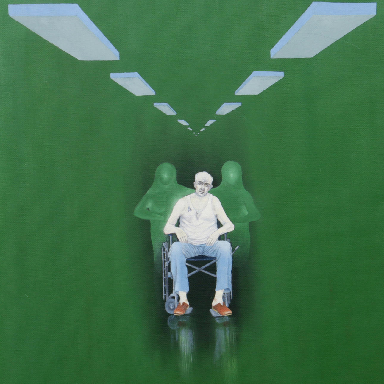 TOMMY NYMAN. Olja på duk, "Gammal man på långvården", signerad samt daterad -80.