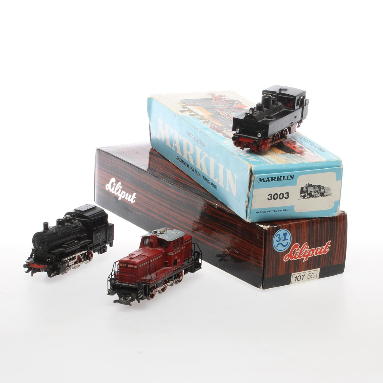 MÄRKLIN ånglok 3003 i originalkartong, ånglok 3000 och litet tanklok.