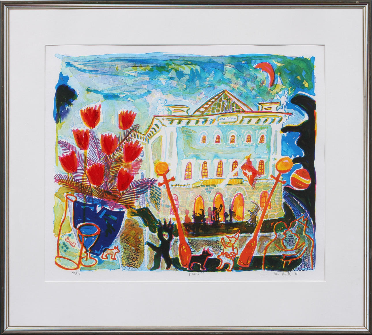 IAN RUSTH. "Premiär", Stora Teatern, färglitografi, signerad och numrerad 58/125.