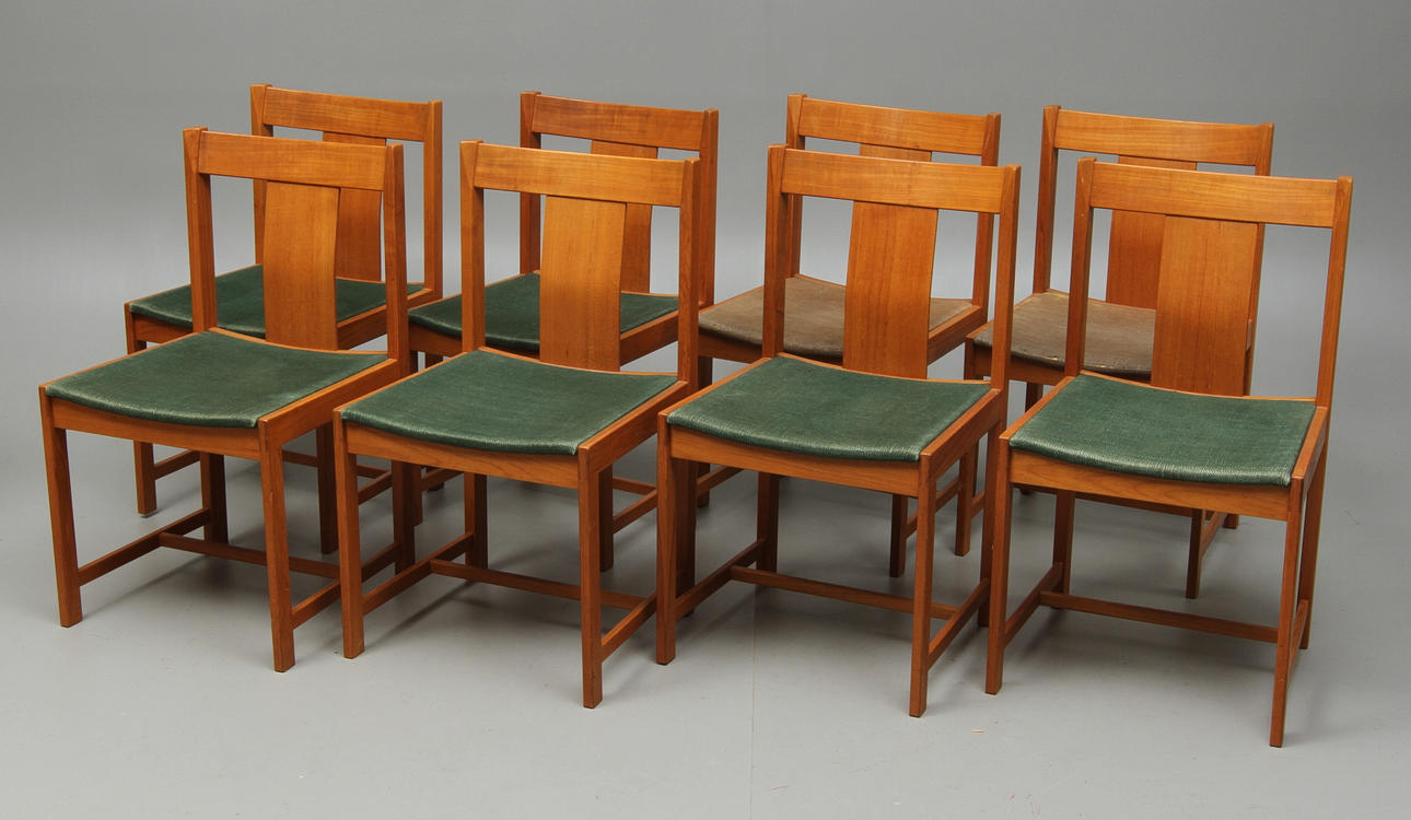 STOLAR 8 st, Design Hans Ehrlin, Nordiska Kompaniets verkstäder i Nyköping, tillverkningsår 1965.