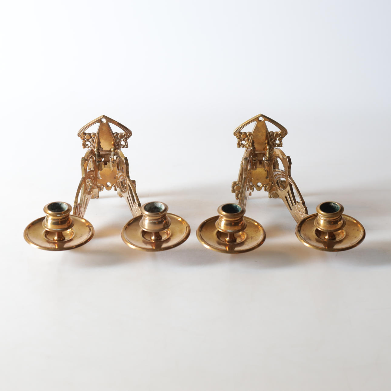 Klavierlampen, 1 Paar, Messing, Jugendstil, 1880er.