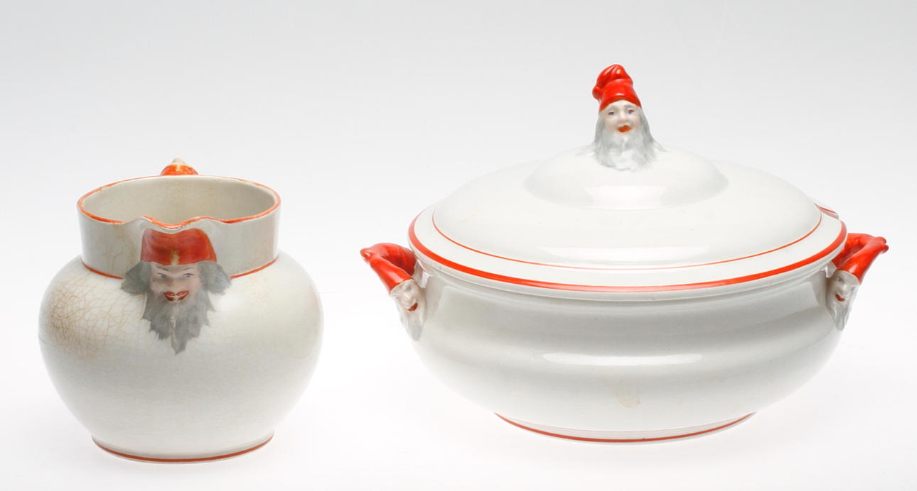 GRÖTTERRIN och MJÖLKANNA, flintgods, Göteborg, omkring 1900.