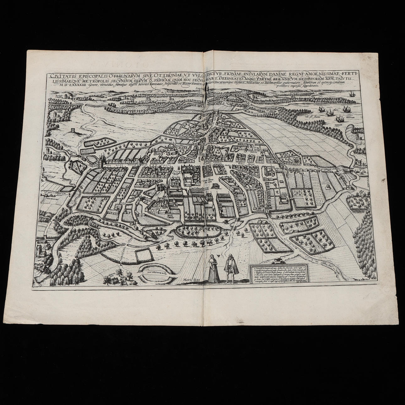 KARTA ÖVER ODENSE, DANMARK, Braun & Hogenberg, 1593.