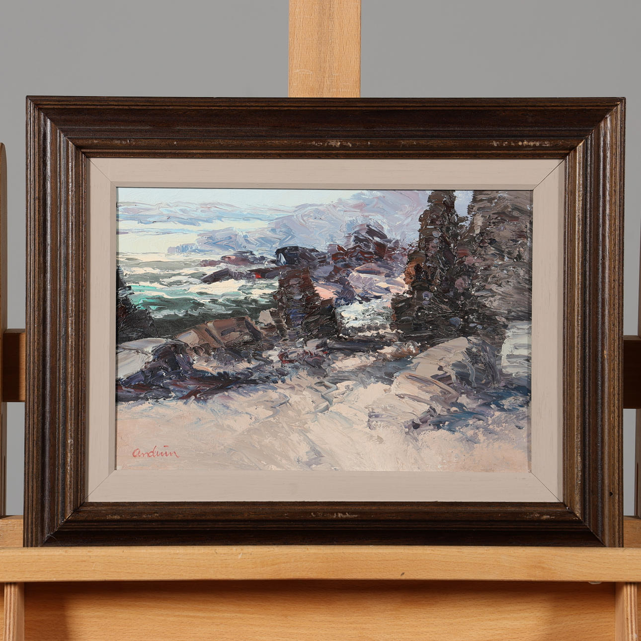 BENGT ANDRÉN. OLIE PÅ LÆRRED, signeret.