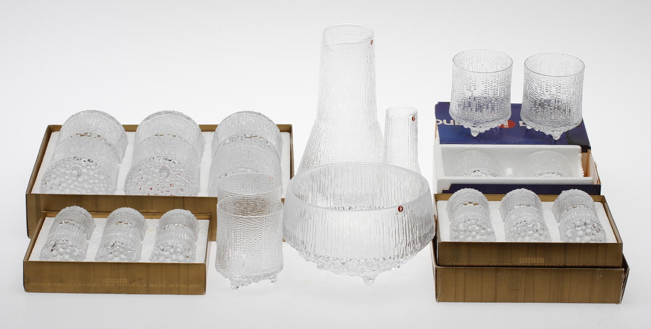 SERVISDELAR, 27 delar, glas, "Ultima Thule", Tapio Wirkkala, Iittala.