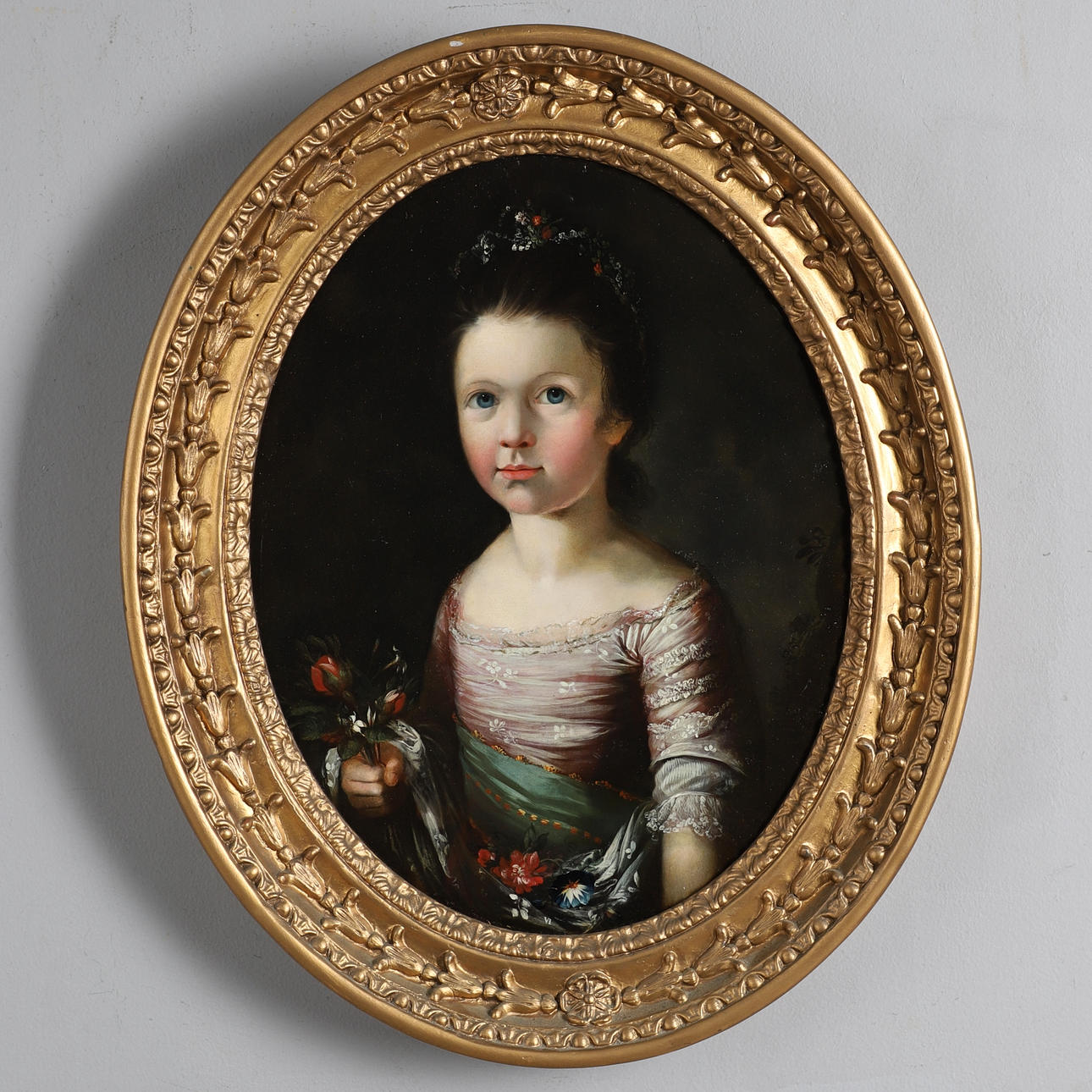 CIRCLE OF WILLIAM ROUTH (FL.C.1760-1770). PORTRAIT OF A GIRL, IDENTIFIED AS CATHERINE TOMKINS PRICE (1770-1846).