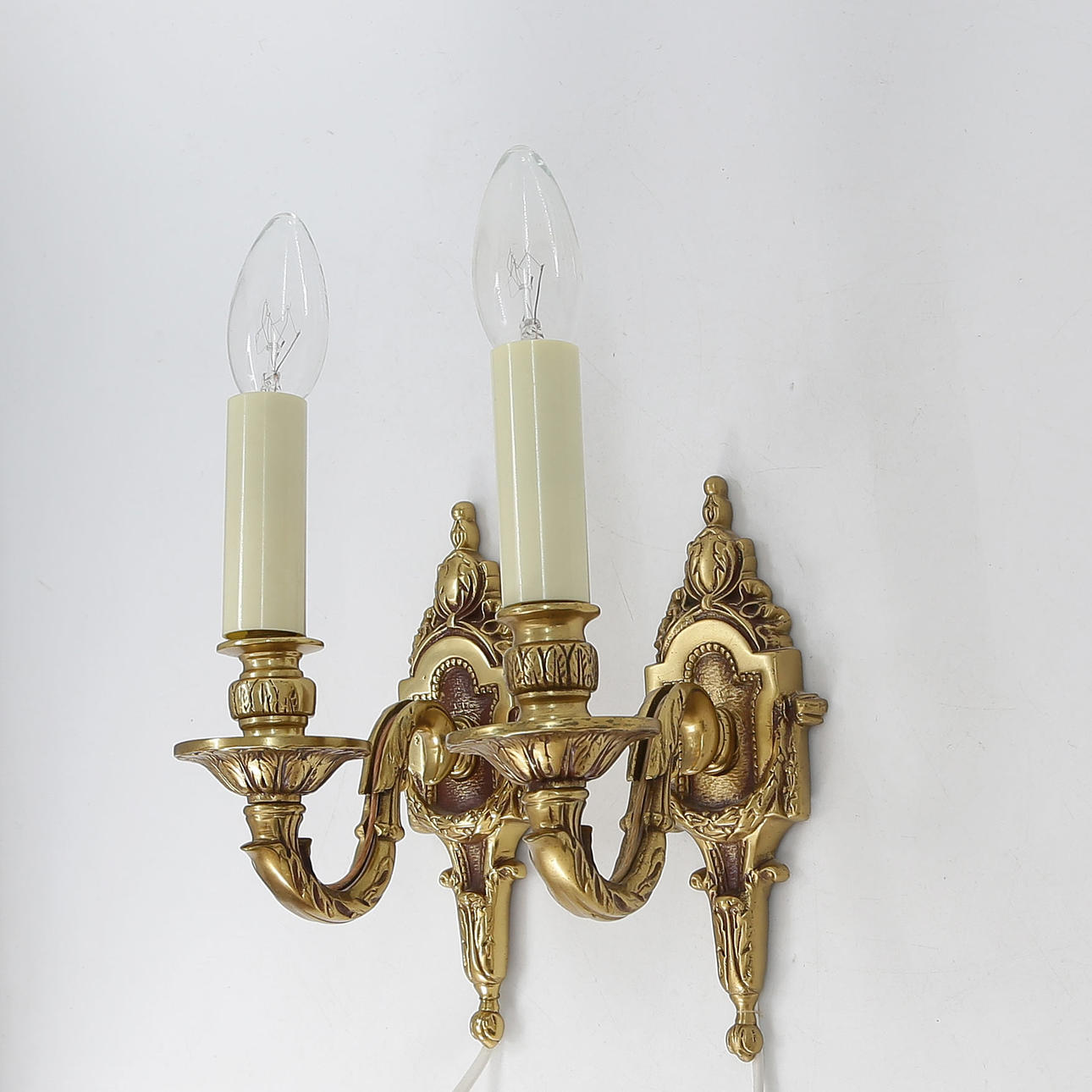 A PAIR OF SCONCES, BRASS, 1940S.