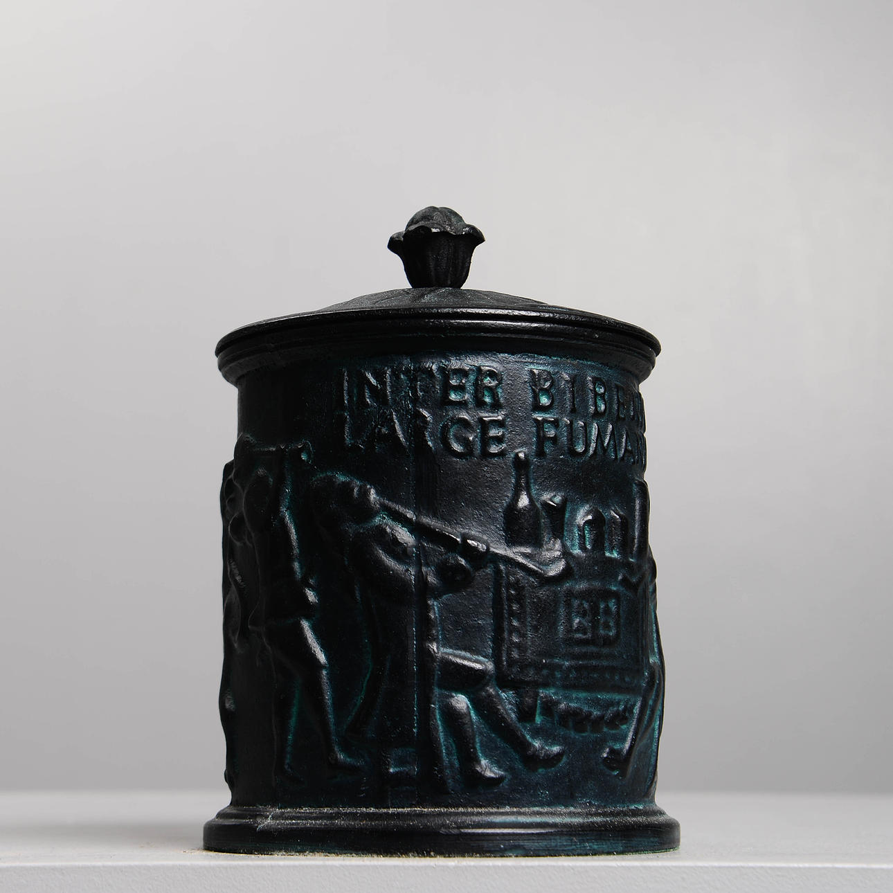 A cast iron tobacco jar, Husqvarna Vapenfabriks AB, 1900s. Silver & Metals  - Other metals