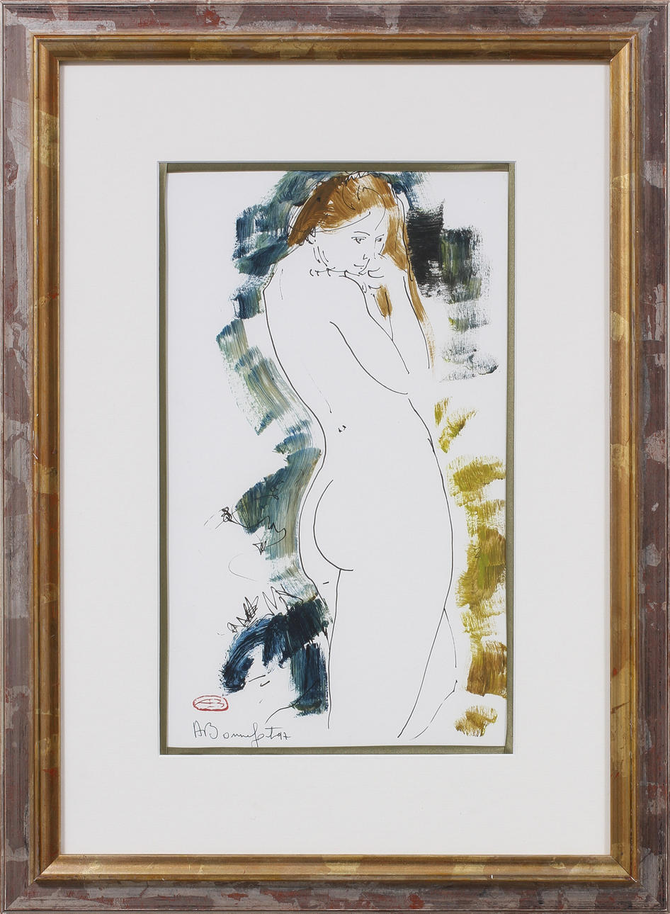 ALAIN BONNEFOIT. Kvinnostudie, blandteknik, sign o dat -97.