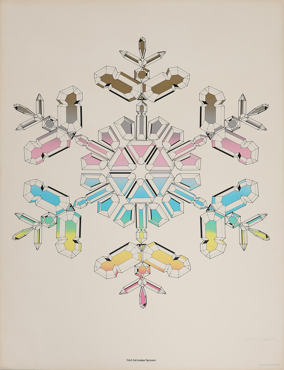 ANDERS ÖSTERLIN. „Snekrystal“, silketryk, signeret.