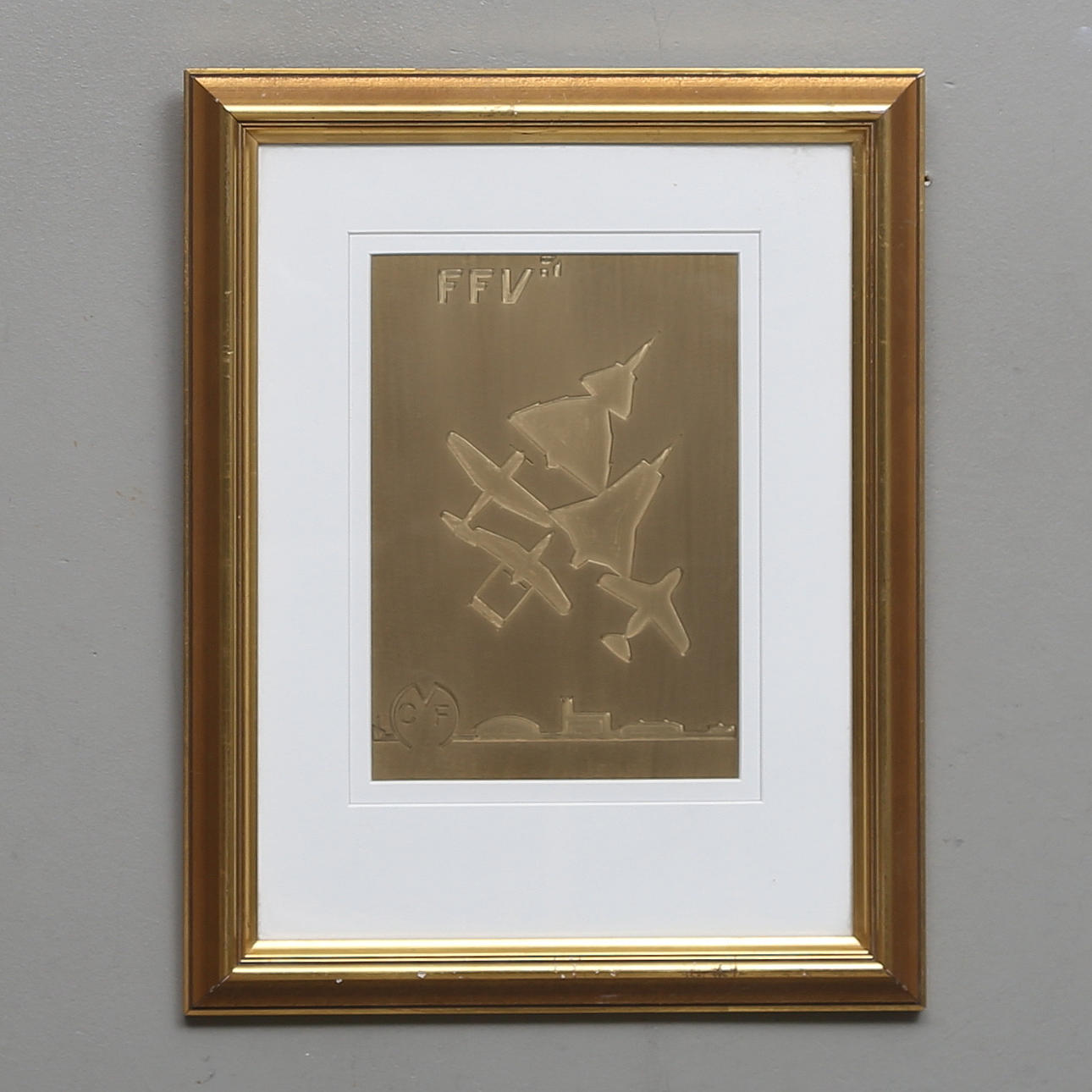 VÄGGRELIEF, mässing, FFV.