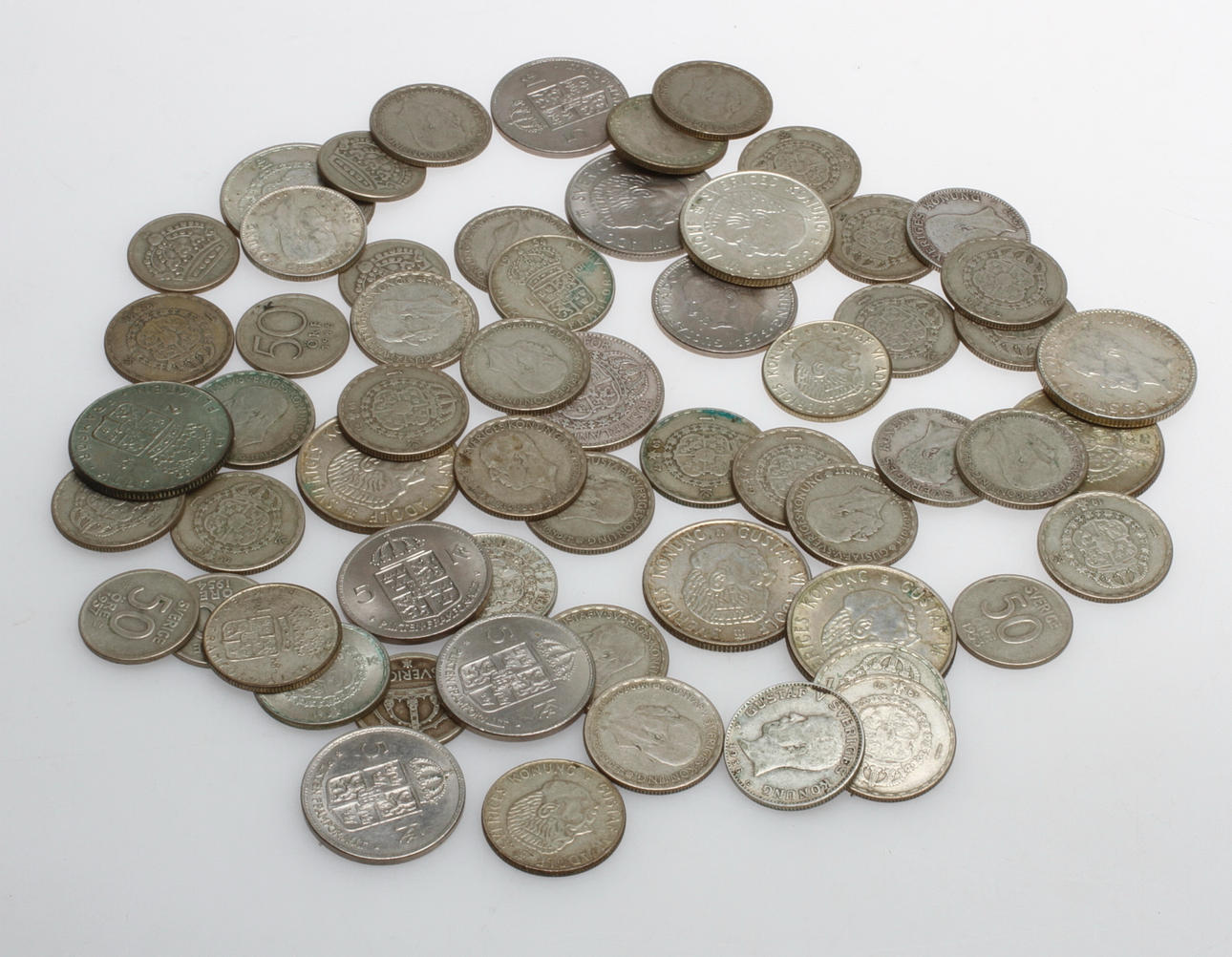 COINS, 60 pcs., Sweden, including silver.