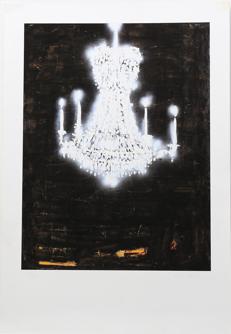 KARL VALVE. Ljuskrona, färglitografi, signerad samt numrerad 22/25.