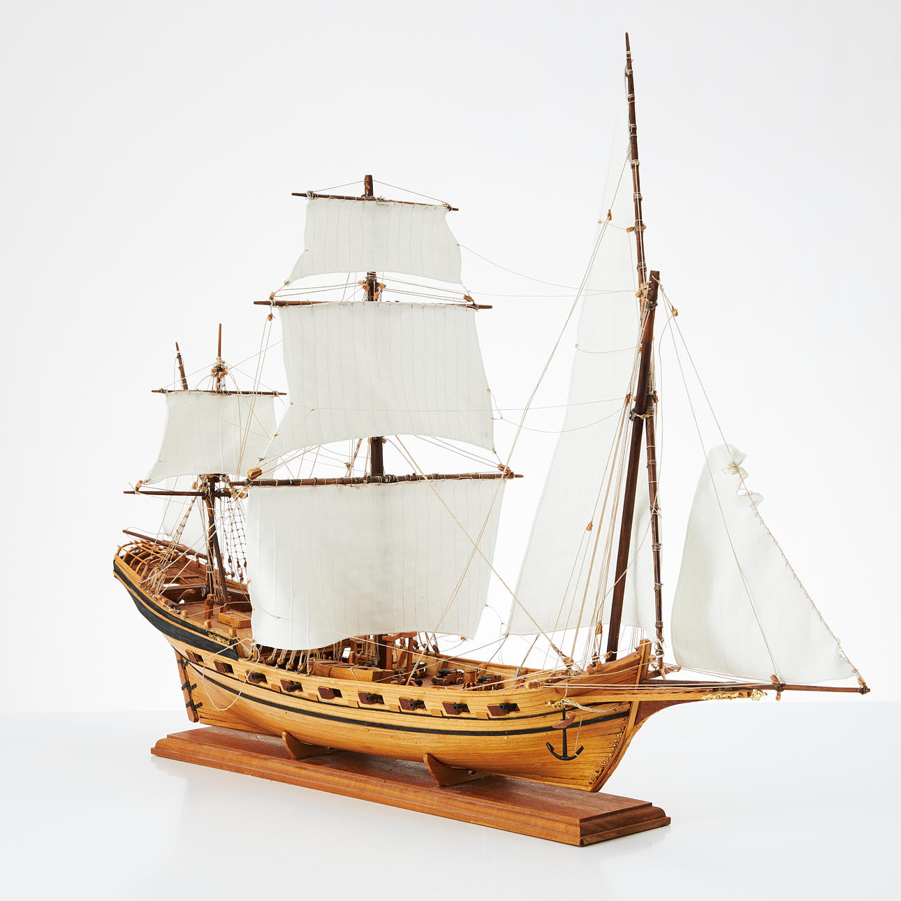 SHIP MODEL, depicting a French ship, a chebeck or chebeque ...