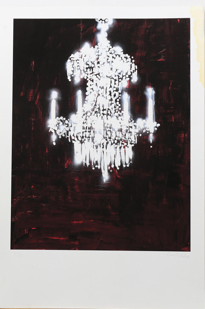 KARL VALVE. Ljuskrona, färglitografi, signerad samt numrerad 24/25.