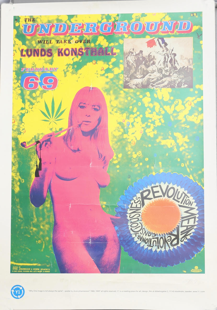 STURE JOHANNESSON. "Friheten på barrikaderna II" färgserigrafi 1999. Signerad Sture J.