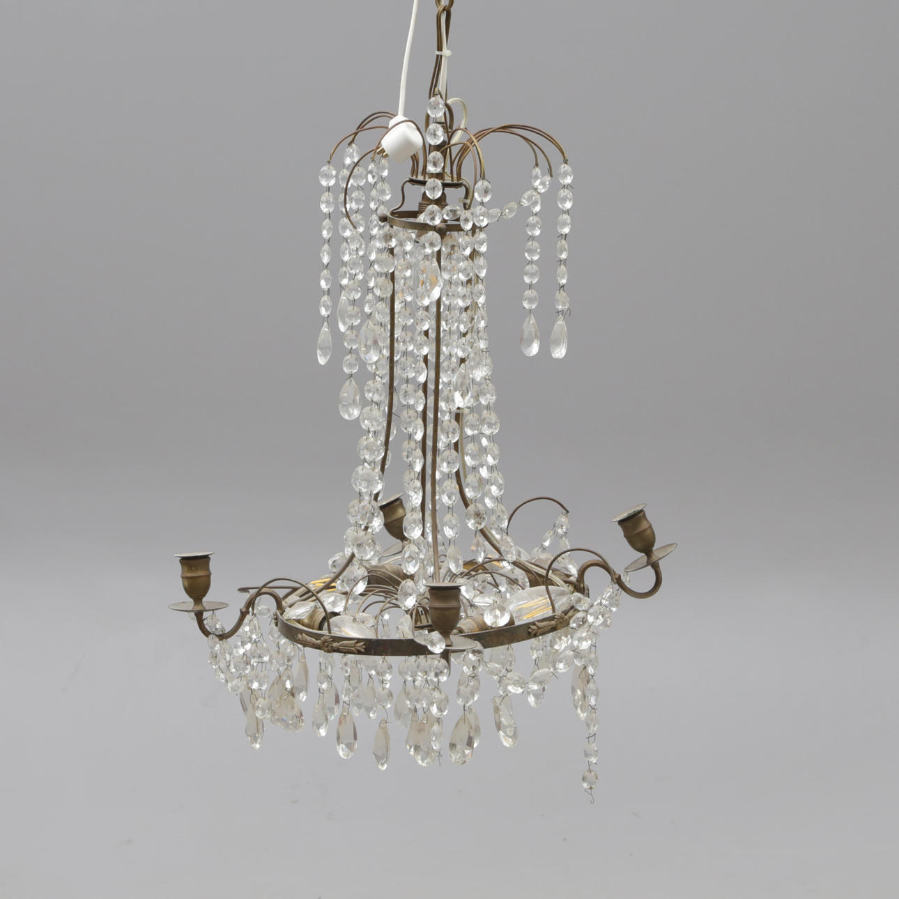 CHANDELIER, glass/metal.