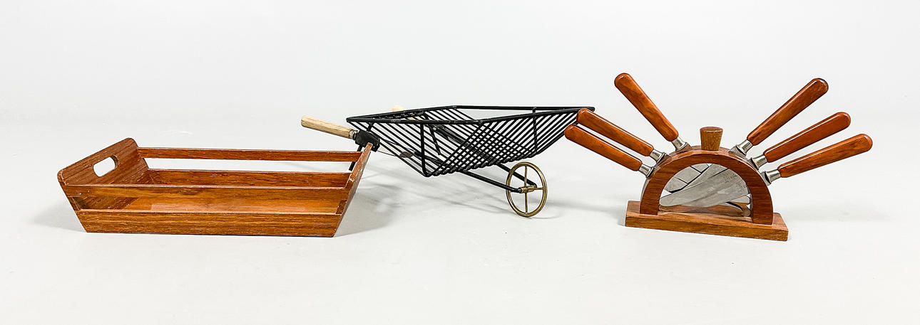 FRUKTSKÅLAR & FRUKTKNIVAR, 3 delar, retro, 1900-tal.